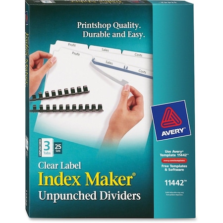 Avery Dividers, Unpnchd, 3Tab, White AVE11442